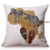 Africa Map Tradition Sofa Decoration Throw Pillow Case African Nation Mask Animals Style Cotton Linen Cushion Cover