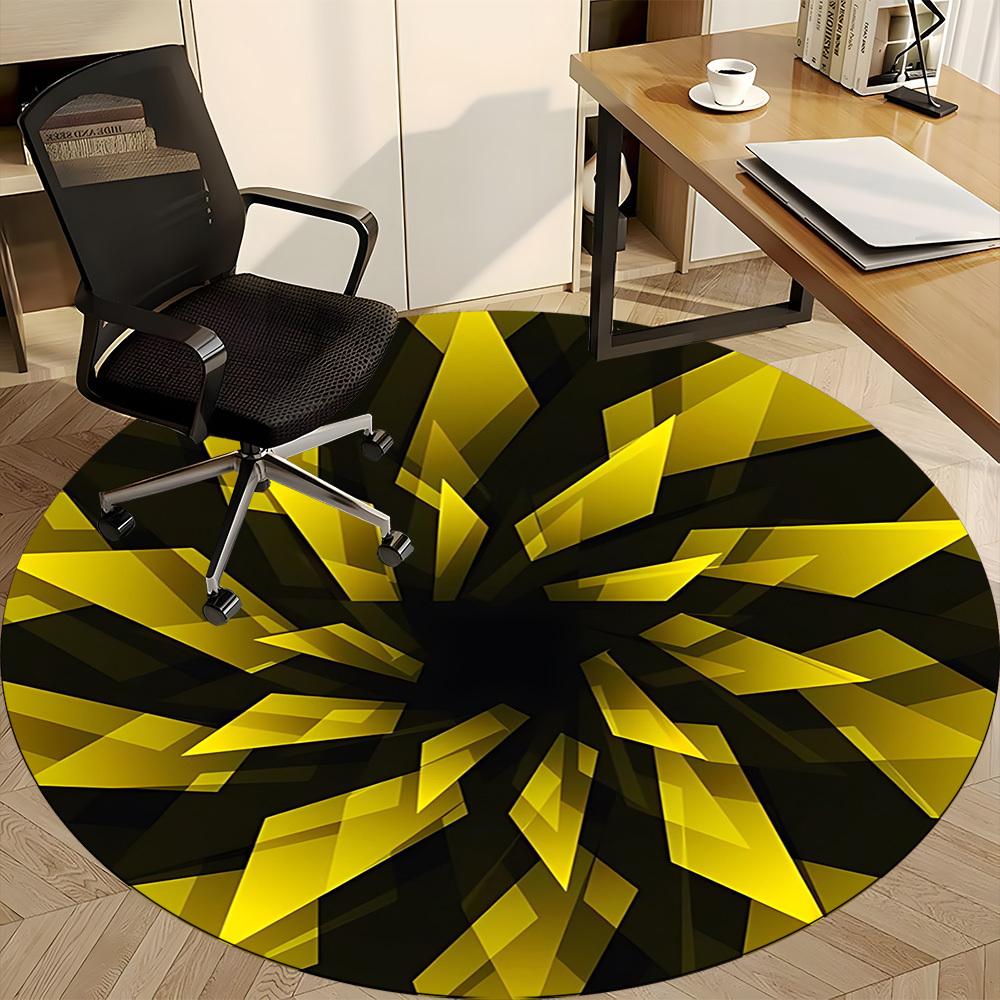 1pc Golden Crystal Carpet, Round Non Slip Durable Large Size Office Carpet, Suitable for Office