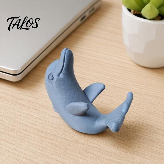Talos 3D Printed Cute Dolphin Phone Stand, Universal Desktop Holder for Cellphone, Vertical & Horizontal Dual-Mode Display, Matte Compact Desk