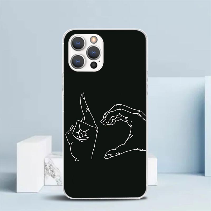 Middle Finger Soft Cover for iPhone 16 17 Air 15 14 Pro Max 16E Phone Case 13 Mini 12 11 7 SE 8 Print Pattern Fit Cases 16 17 Ai