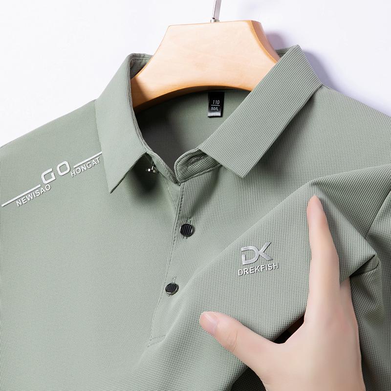 Polo Shirt Men'S Premium Long Sleeve Business Casual Men'S Small Waffle Stretch T-Shirt