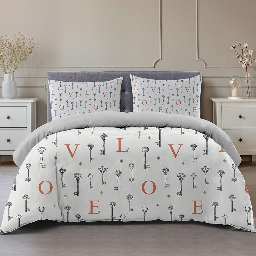 I Love You Duvet Cover Microfiber 2/3 Pcs Bedding Set Queen/King/Full/Twin Letter Hello Love Quilt Cover for Lovers Girls Spouse