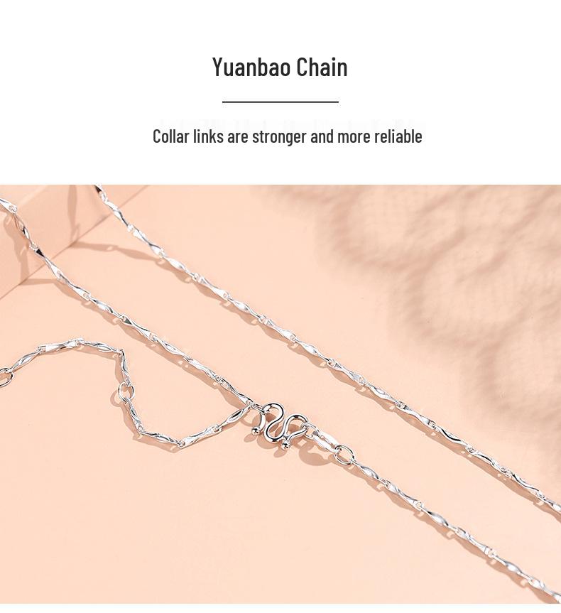 S925 Sterling Silver Women's Clavicle Necklace - Plain Snake Bone, Water Wave, Melon Seed, Ingot Chains. No Pendant Included.