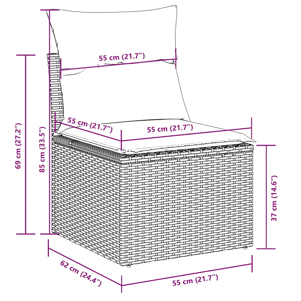 6 Piece Garden Sofa Set with Cushions Black Poly Rattan