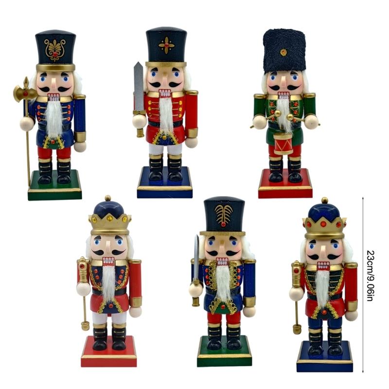 1PC 23cm Wood Christmas Nutcrackers Ornament Decorations Gift Walnuts King Soldiers Puppet Doll Decorations
