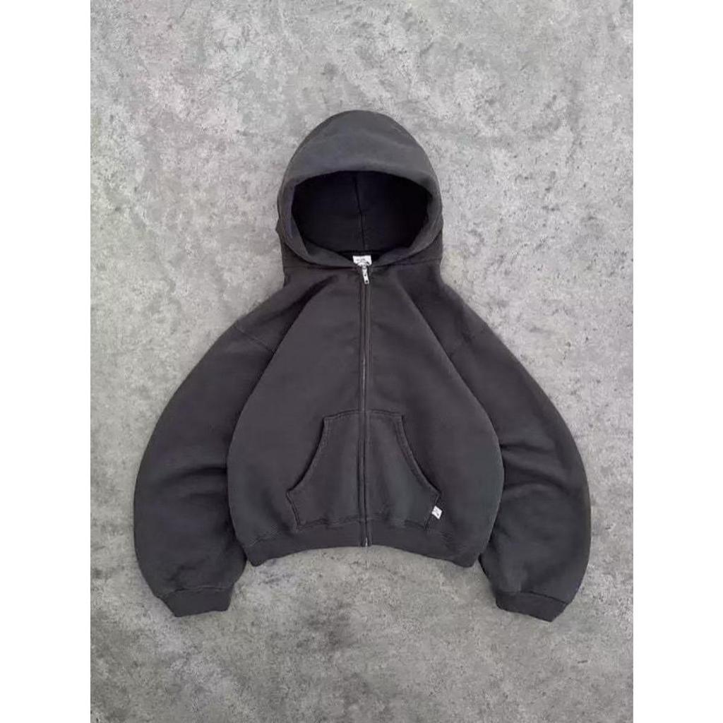 ZYLLO Amerikanischer Retro Einfarbiger Hoodie Damen Herren Herbst Langarm Oberteile Kapuzenpullover Streetwear Hip Hop Pullover Y2K Sweatshirt Neu