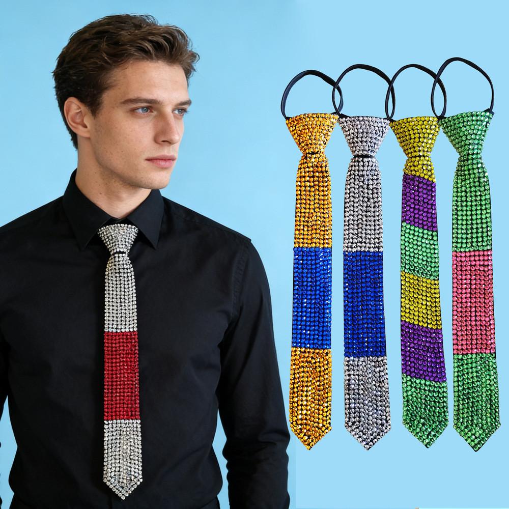 Fashion Ladies Mens Tie With Water Dazzling Rhinestones For Business And Casual Wear