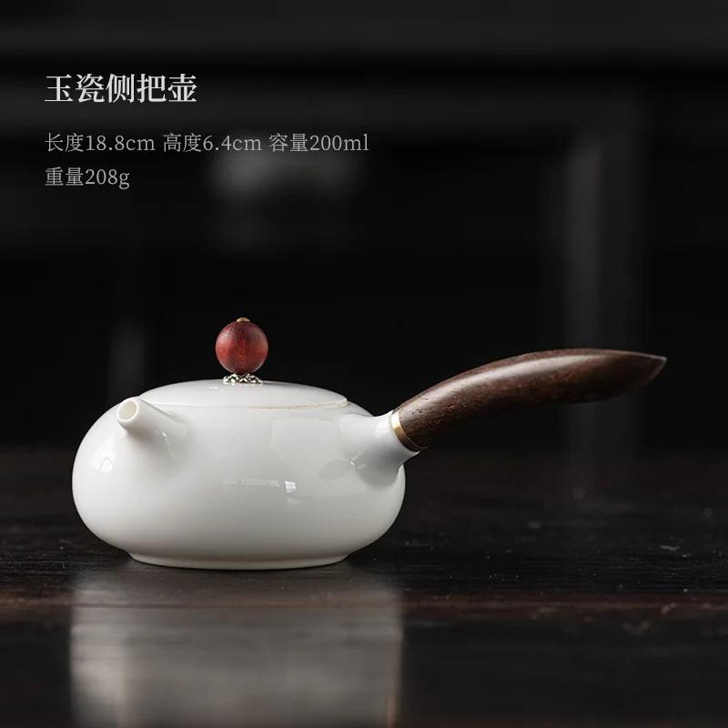 Jednoduchý ovčí tuk Jade Porcelánová postranní rukojeť Čajová konvice Jedna konvička Xishi Konvička Domácnost Kung Fu Čajová sada Filtr Namáčení konvice na čaj