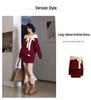 Women's Red Off-Shoulder Long Sleeve Knit Dress - Christmas Bow Detail, Hip-Hugging Short Skirt for Autumn/Winter