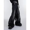 ZYLLO Y2K Streetwear Red Pu Leather Patchwork Baggy Jeans Pants For Men Designer Clothes Wide Leg Loose Denim Trousers