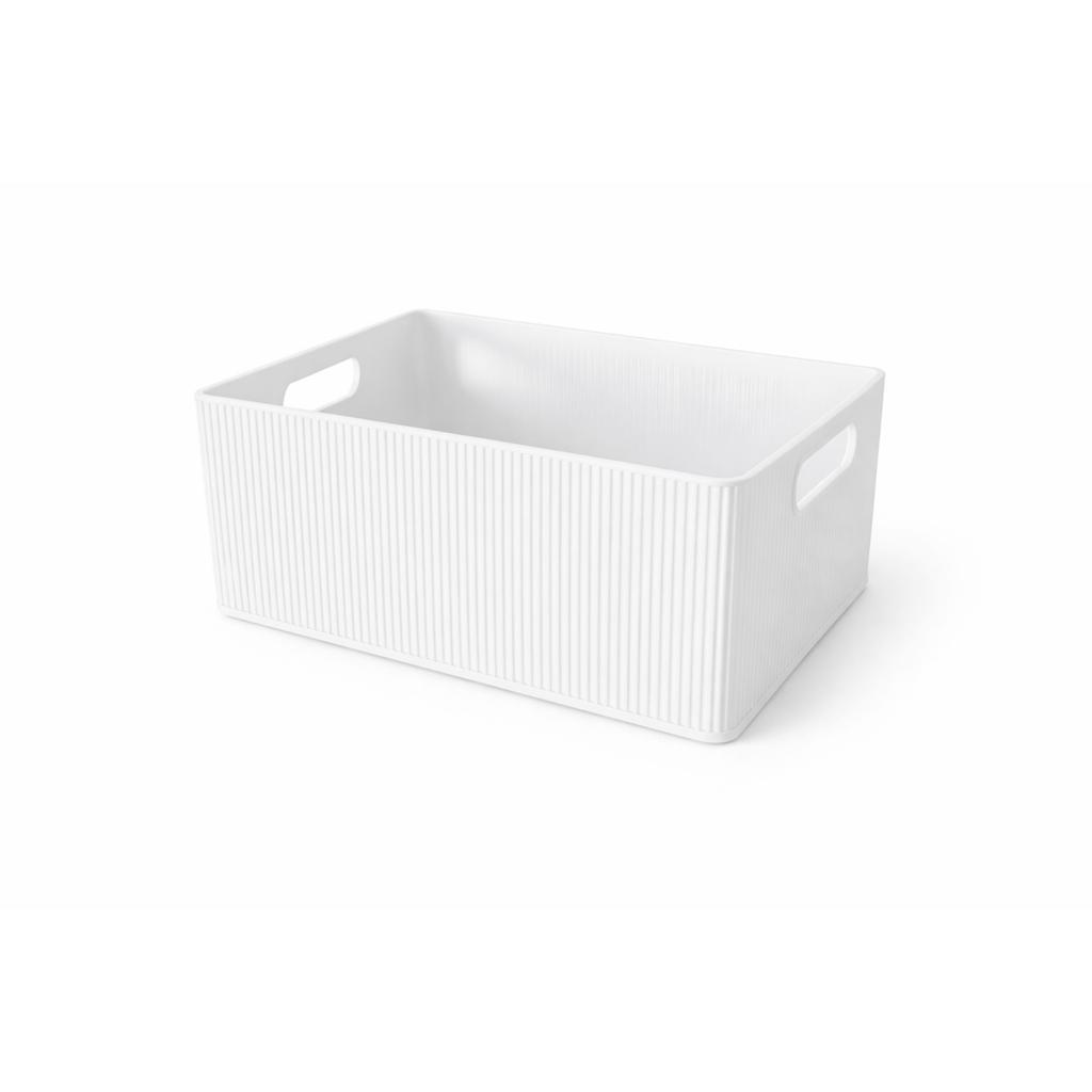 White Container Organizer with Holders for Small Items, Cables, Office