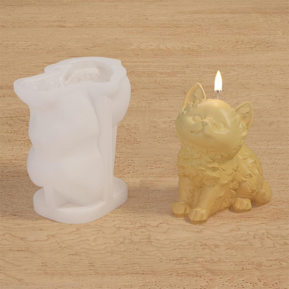 3D Pet Cat Candle Mold DIY Crafts Plaster Resin Mold Funny Animal Figurines Molds  Party Favors