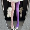 Yin Yang Fishnet Velvet Patchwork Tights - Black & White, Purple Color Block, JK Style, Pure Desire.