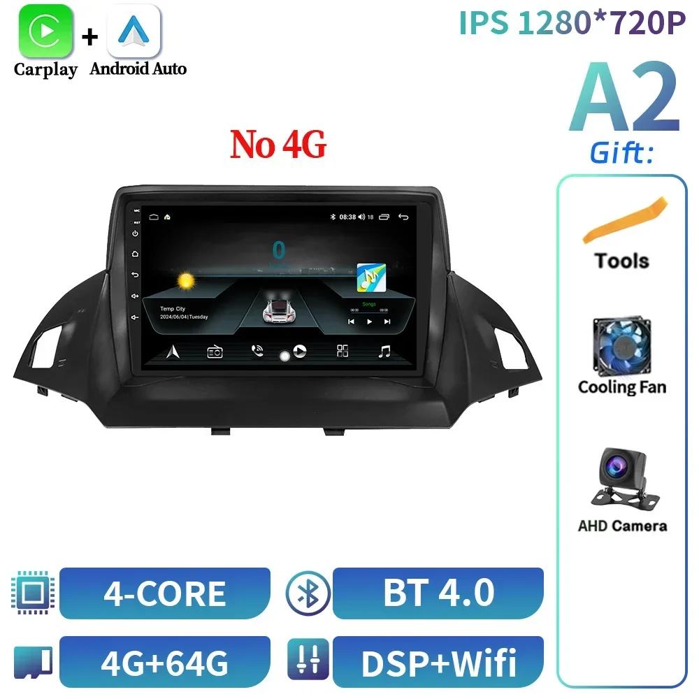 For Ford Kuga 2 Escape 3 2012-2019 Car Radio Wireless Bluetooth Carplay Android 14 Multimedia GPS Navigation Touch Screen Stereo