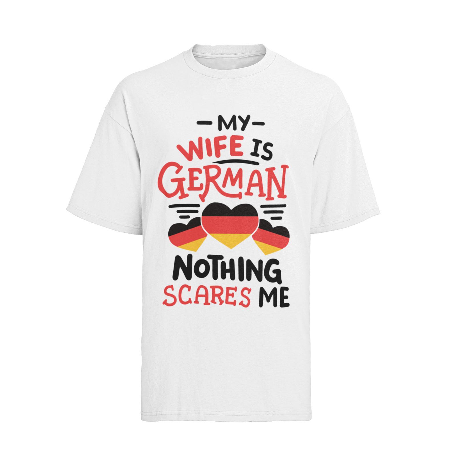 My wife is German saying Germany Deutschland afd men s T-Shirt Mens Womens Tees Top cotton S-XXXL S