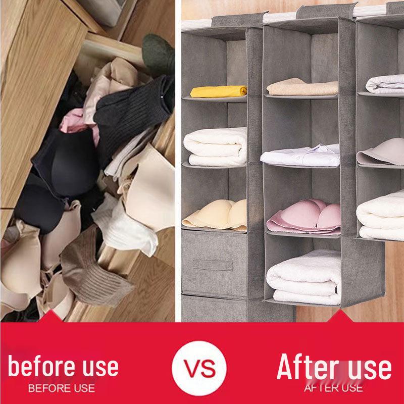 Multi-layer Hanging Wardrobe Organizer, Non-woven Folding Fabric Storage Bags for Clothes and Sundries