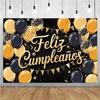 Happy Theme Background In Spanish, Party Decoration with Colored Globes, Background Banner, Gift for Children, Photo Session