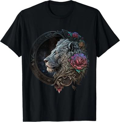 Löwe Mandala Blumen Kunst Raum Tier Zoo Löwe T-Shirt