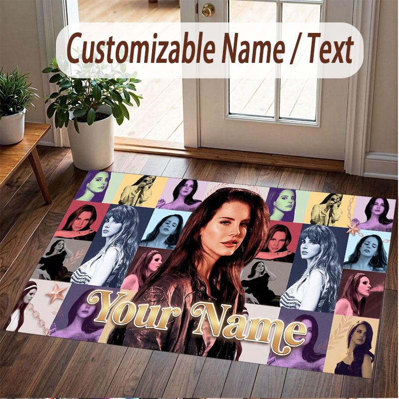 Custom Name Crystal Velvet Rug,Lana Del Rey Comfortable Anti Slip Floor Mat For Room Decoration