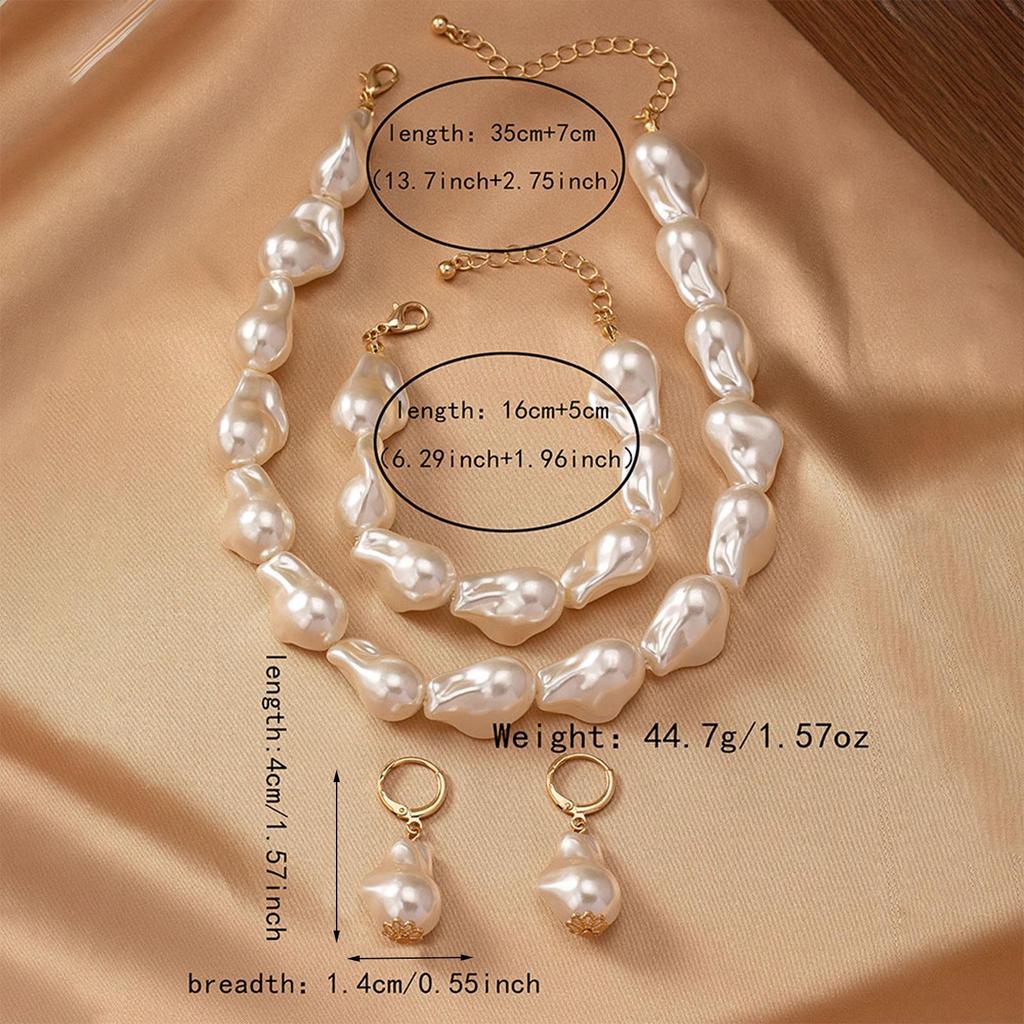 Trendy Irregular Pearl Necklace and Earrings Set - Women's Fashion Jewelry