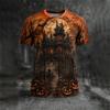 Halloween Men's Optical Illusion Skeleton T-Shirt Short-Sleeve T-Shirt 3D-Printed Crew Neck Shirt Horror Theme Streetwear Top