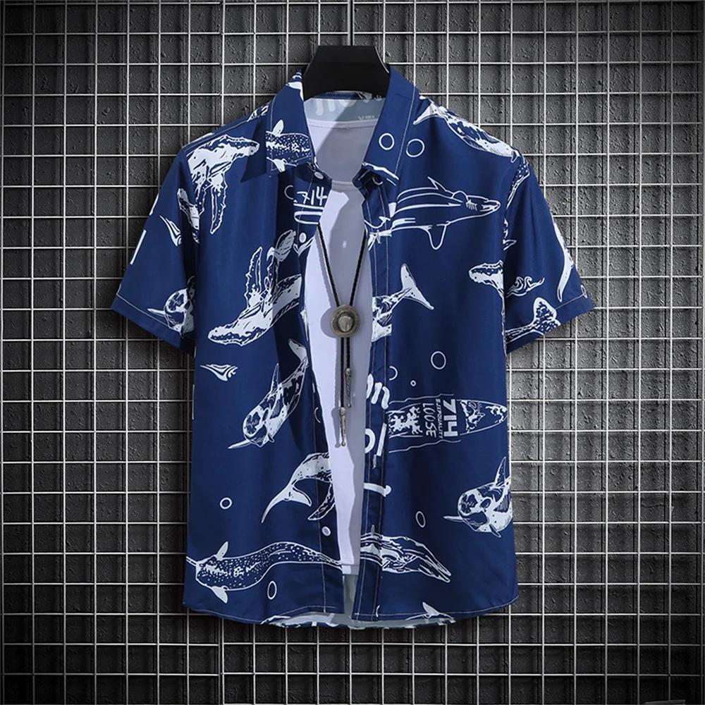 Spring Summer Men Clothes Short Sleeve Stripe Shirt 3D Digital Print Casual Tops