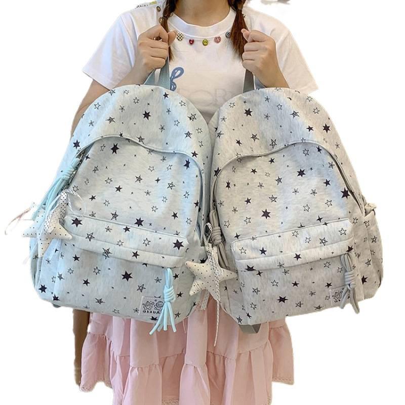 Schoolbag new schoolbag female student Korean version ins large capacity star printed backpack junior high school backpack