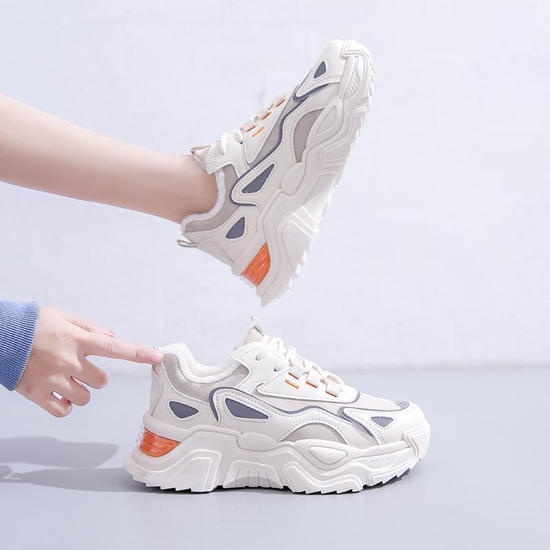 Women Winter Sneakers 2024 Casual Female Platform Increase Lace Up Plus Velvet Thicken Cotton Warm Sports Shoes Zapatos De Mujer