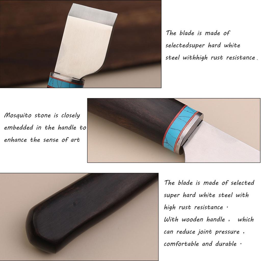 Leather Working Knife Leather Edging Cutter Knife, Skiving Knife with Wooden Handle for DIY Leathercraft Cutting