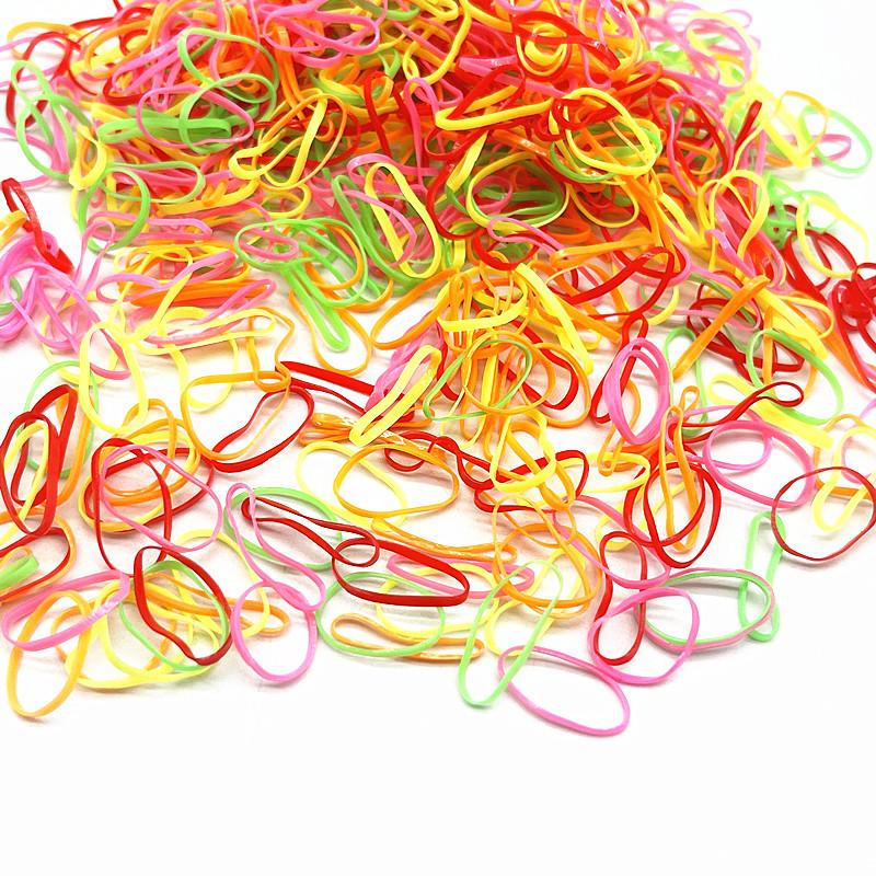 500pcs Cute Colourful Rubber Ring Disposable Elastic Hair Bands Ponytail Holder Rubber Band Scrunchies Kids Hair Accessorie
