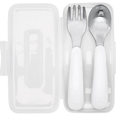 Conjunto de colher e garfo infantil Oxo Tote, colher + garfo + estojo, azul-petróleo, utensílios de mesa populares coreanos