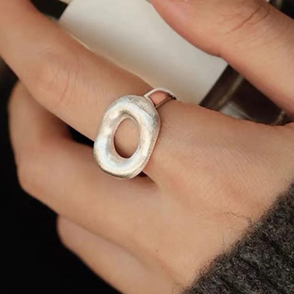 925 Silver Rings for Women Geometric Handmade Irregular Strip Ring Fashion Jewelry Gift