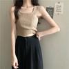 WTEMPO Women's Vest Slim Short Sleeveless Bottom Coat with Knitted Solid Color Underneath Sleeveless Vest