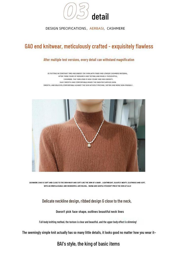 Lekasha 100% Mink Cashmere Round Neck Waffle Knit Sweater - Loose Fit, Casual Base Layer for Autumn/Winter