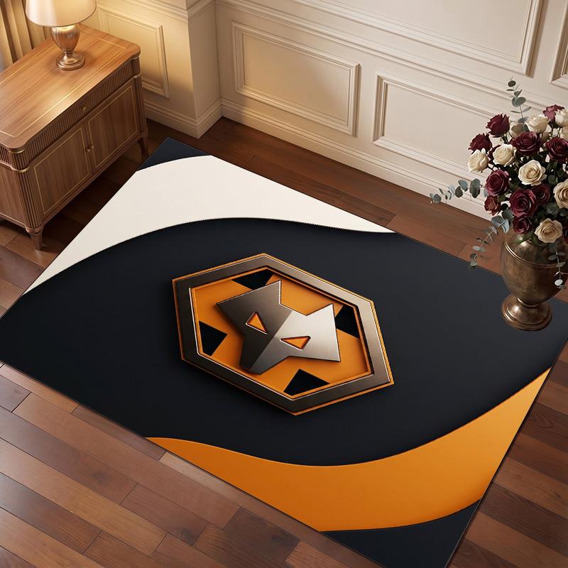 Wolverhampton Wanderers Football Print Crystal Velvet Rug, Comfortable Water Absorbent Non Slip Indoor Floor Carpet