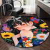 1pc Anime Design Round Carpet Floral Print Chair Mat for Office, Home Decor, Living Room, Bedroom