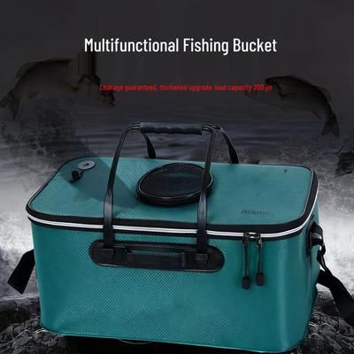 Woven Texture Multi-functional Folding Fishing Tackle Box & Live Fish Keeper Bucket