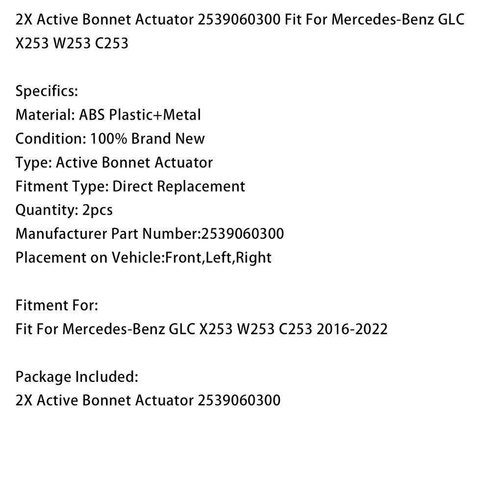 2X Attuatore Attivo Cofano 2539060300 Adatto Per Mercedes-Benz GLC X253 W253 C253
