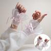 1Pair Nail Art Lace Tulle Photo Glove Fake Pleated Cuff Ribbon Bow Manicure Photography Props Nail Tips Display Lolita Sleeves