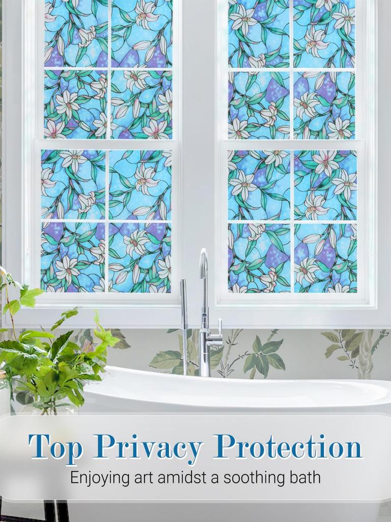 3D Buntglas PVC Fensterfolie - Statisch haftend Wärmedämmung UV-Schutz Sichtschutz für Zuhause Büro Glastüren