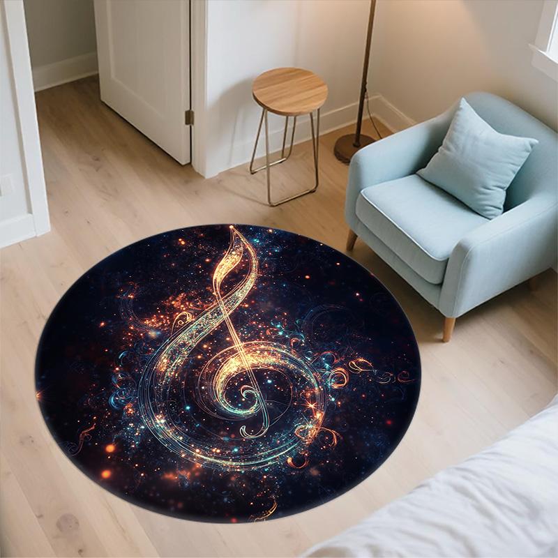 Musical Notes,Round Area Rug,Carpet Rug for Living Room Bedroom Sofa Playroom Decor,Non-slip Floor Mat