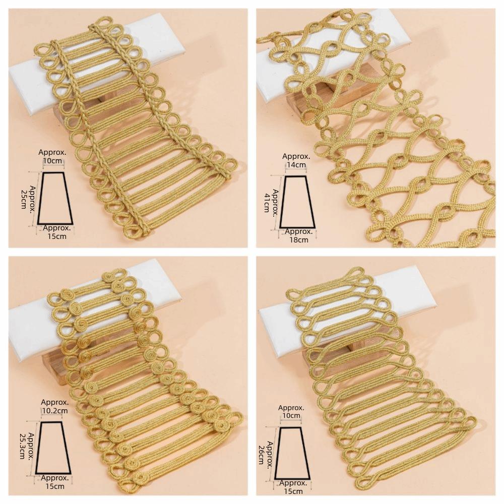 Gold Wire Costume Decorative Applique Baroque Vintage Sew on Patch Trapezoidal Multi-styles Uniform Knot Button Dance Costume