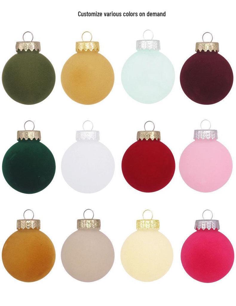 Cross-border Multi-color Flocked Christmas Ornament Set - PET Round and Boxed Balls for Tree Decoration
