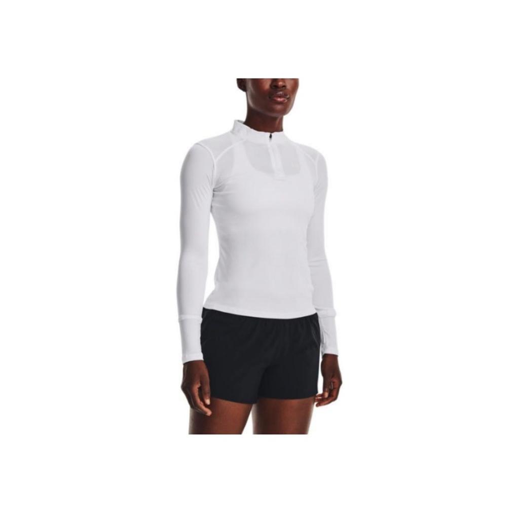 Under Armour Ss23 Iso-Chill Series Solid 1/4 Zip Running Long Sleeve T-Shirt Women Tops White 1378707-100