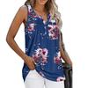 Fashion Womens Summer V-neck Sleeveless Prints Tops Ruffle Loose Tunic Blouse