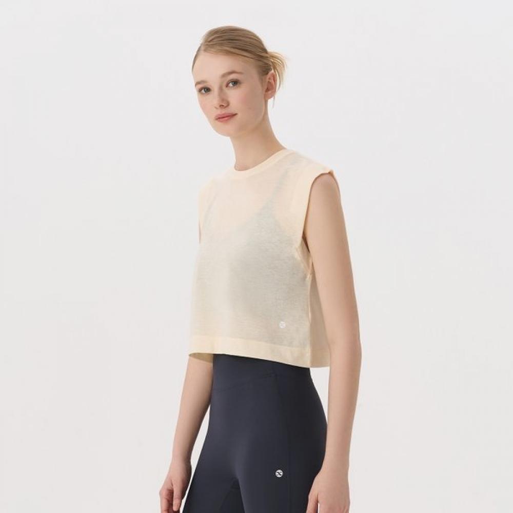 Huit Linen Slub Volume Crop Sleeveless Htwte4j05t BYE/XS
