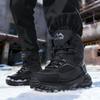 Bottes de neige pour hommes, grandes pointures, semelle souple, doublure chaude en fourrure, système antidérapant, doublure peluche, en coton, pour sports de plein air.