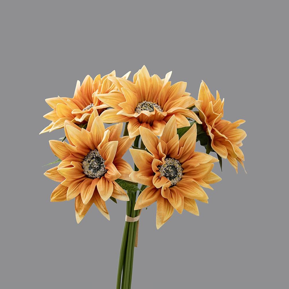 

Plastic Artificial Sunflower Bouquet Realistic Simulated Sunflower Home Hotel Table Decor темно-оранжевого