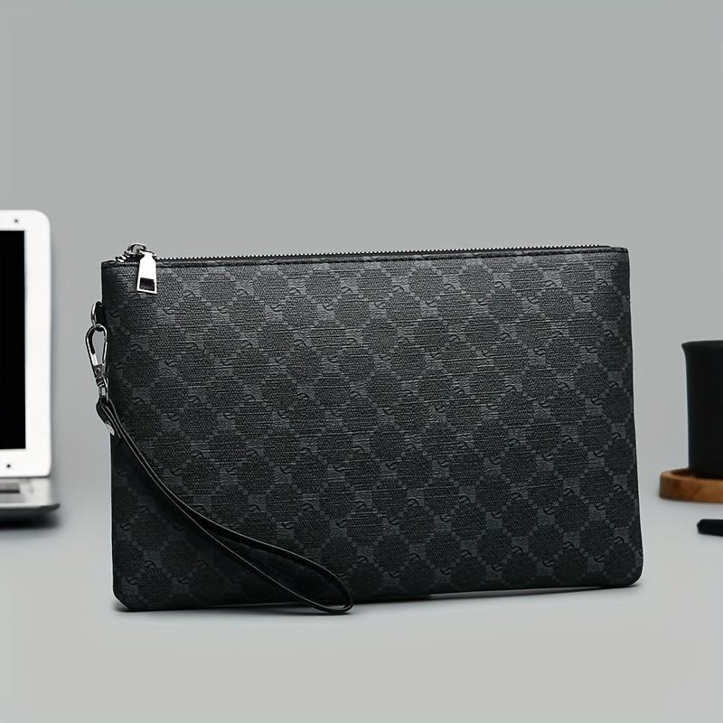 Plaid Pattern Envelope Bag, Men's Fashionable Handbag, Casual Phone Wrist Bag, Clutch Bag With Multi Slots For Cards