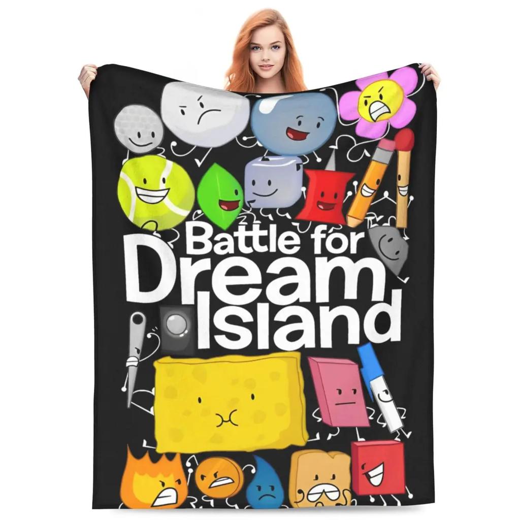 BFDI Inanimate Insanity Alle Charaktere Cartoon-Decke Battle for Dream Island Decke Bettwäsche Büro Weiche Schlafzimmer-Steppdecke